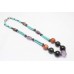 String Necklace Women Oxidized Metal Natural Multi Color Gem Stones D141